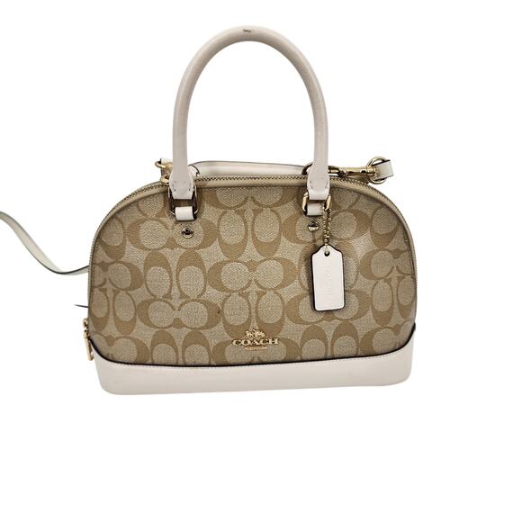 Coach Mini Sierra Satchel In Signature Canvas Gold Light Khaki Chalk - Picture 1 of 5